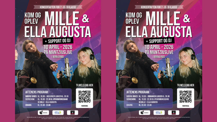 Dobbelt-plakat for koncert med Mille & Ella Augusta